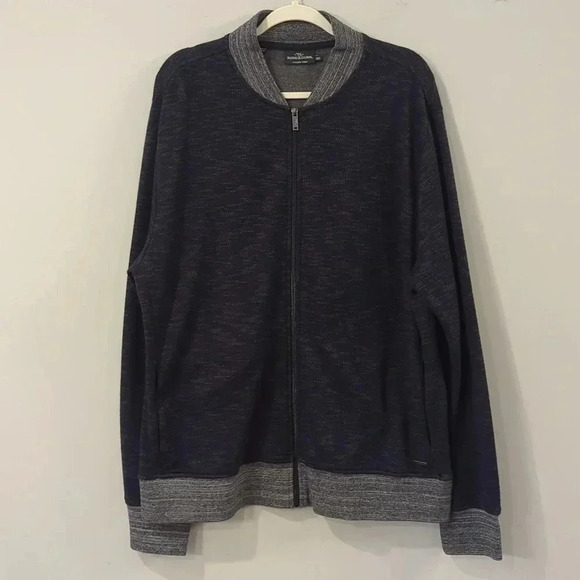 Rodd &‎ Gunn Cardigan Sweater Full Zip Italian Yarn size 2XL Blue & Gray - Picture 1 of 16